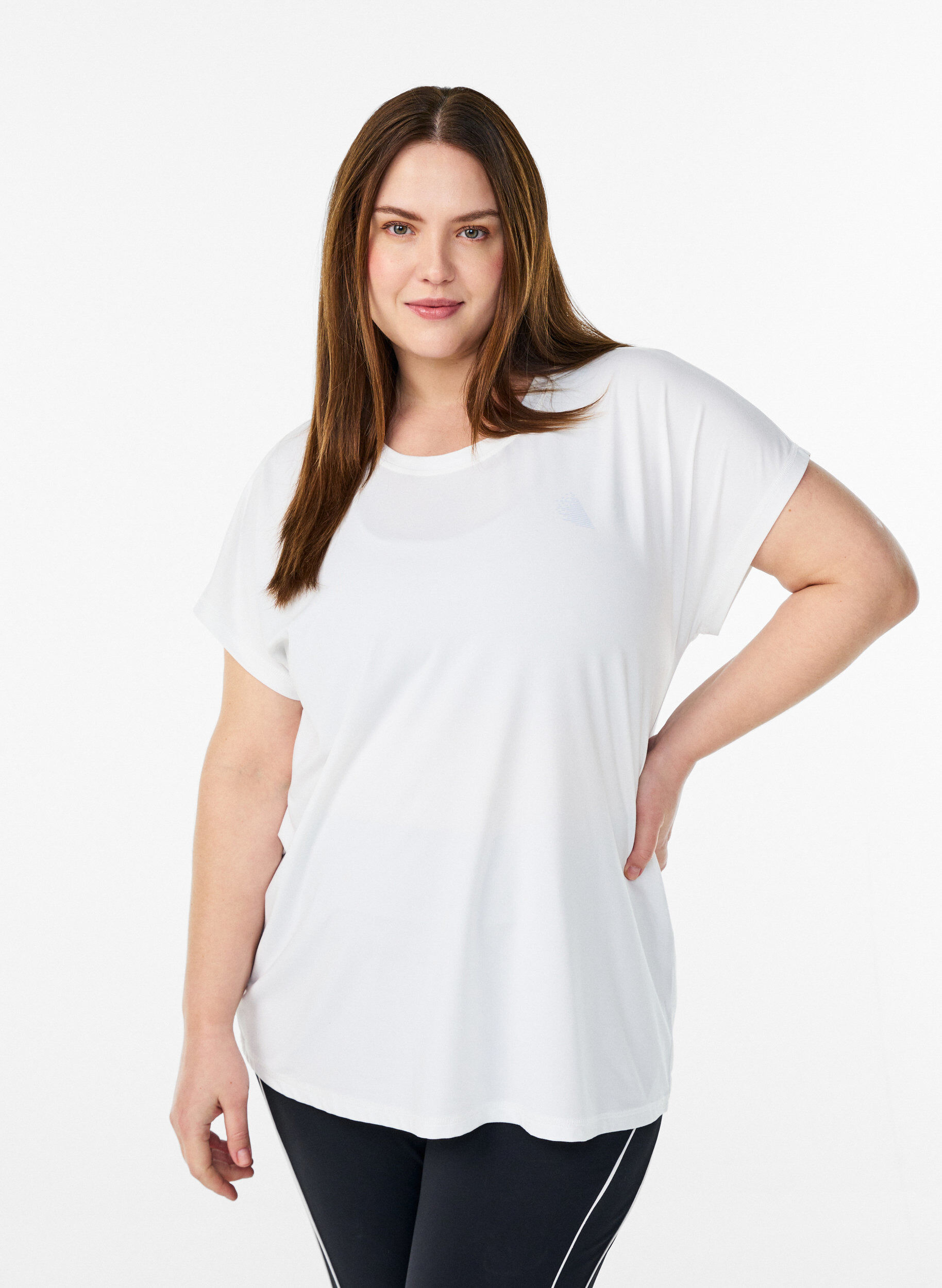 Einfarbiges Trainings-T-Shirt, Wei&szlig;, Model
