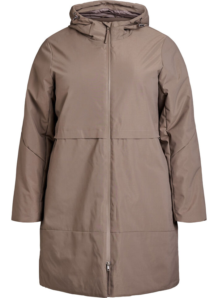 Winterjacke mit verstellbarer Taille, Braun, Packshot image number 0