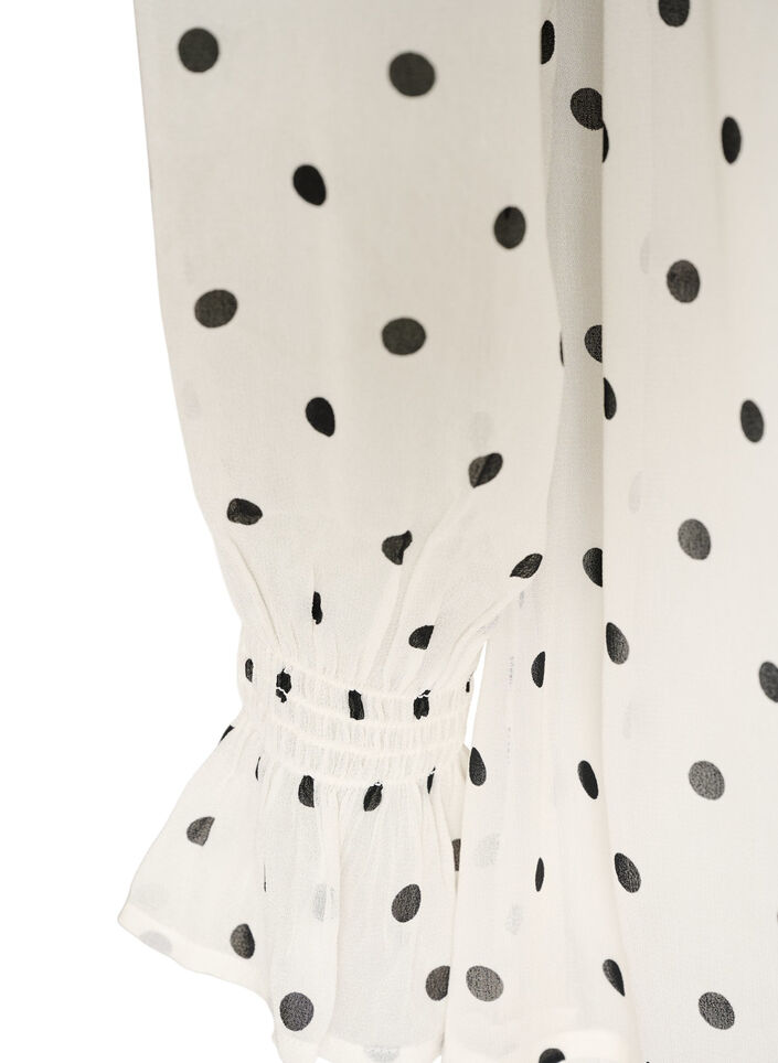 Kleid aus Viskose mit R&uuml;schen und transparenten &Auml;rmeln, Wei&szlig;, Packshot image number 3