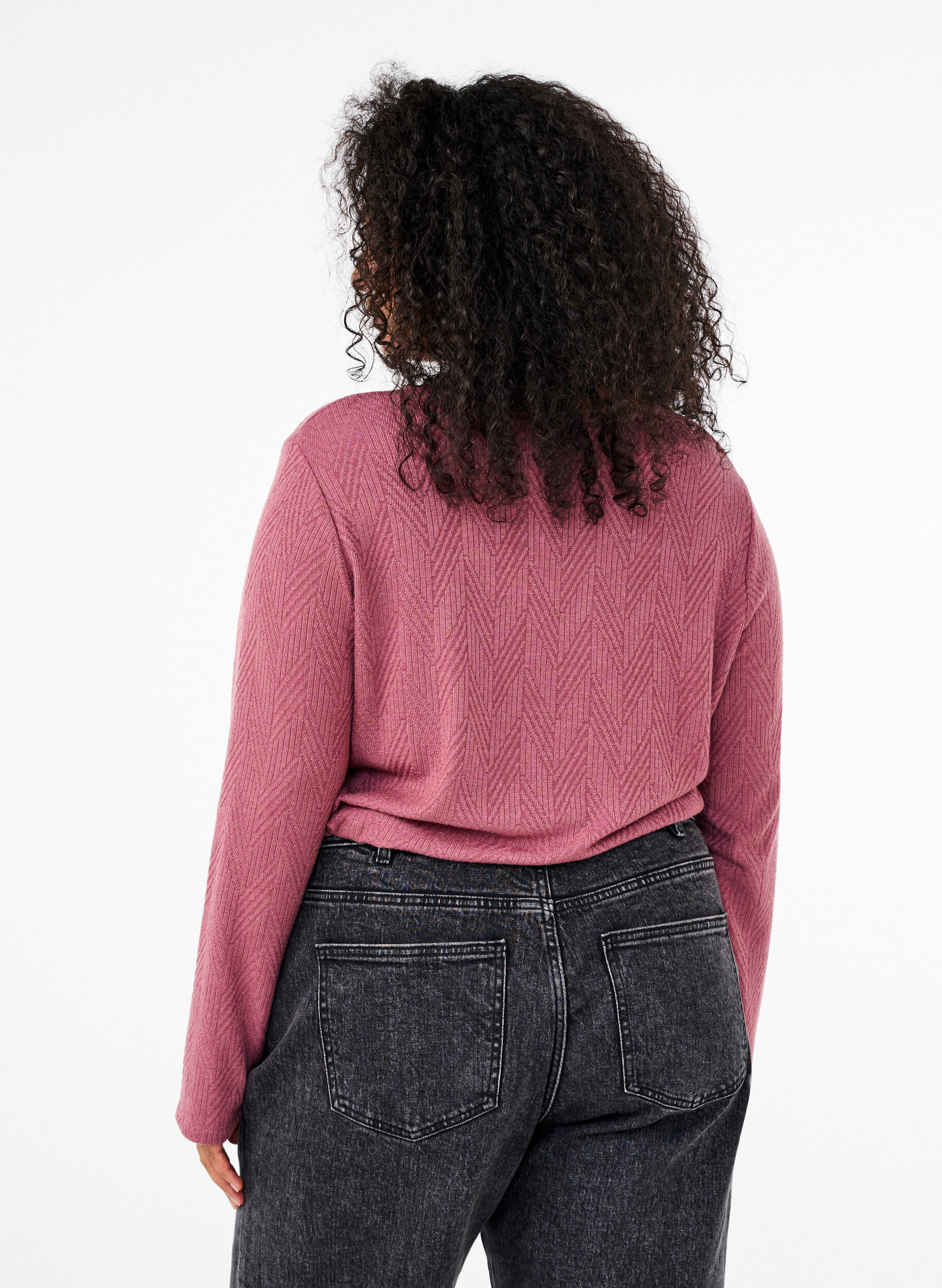 Zizzi Gemusterte Bluse mit langen &Auml;rmeln, Braun, Model image number 2