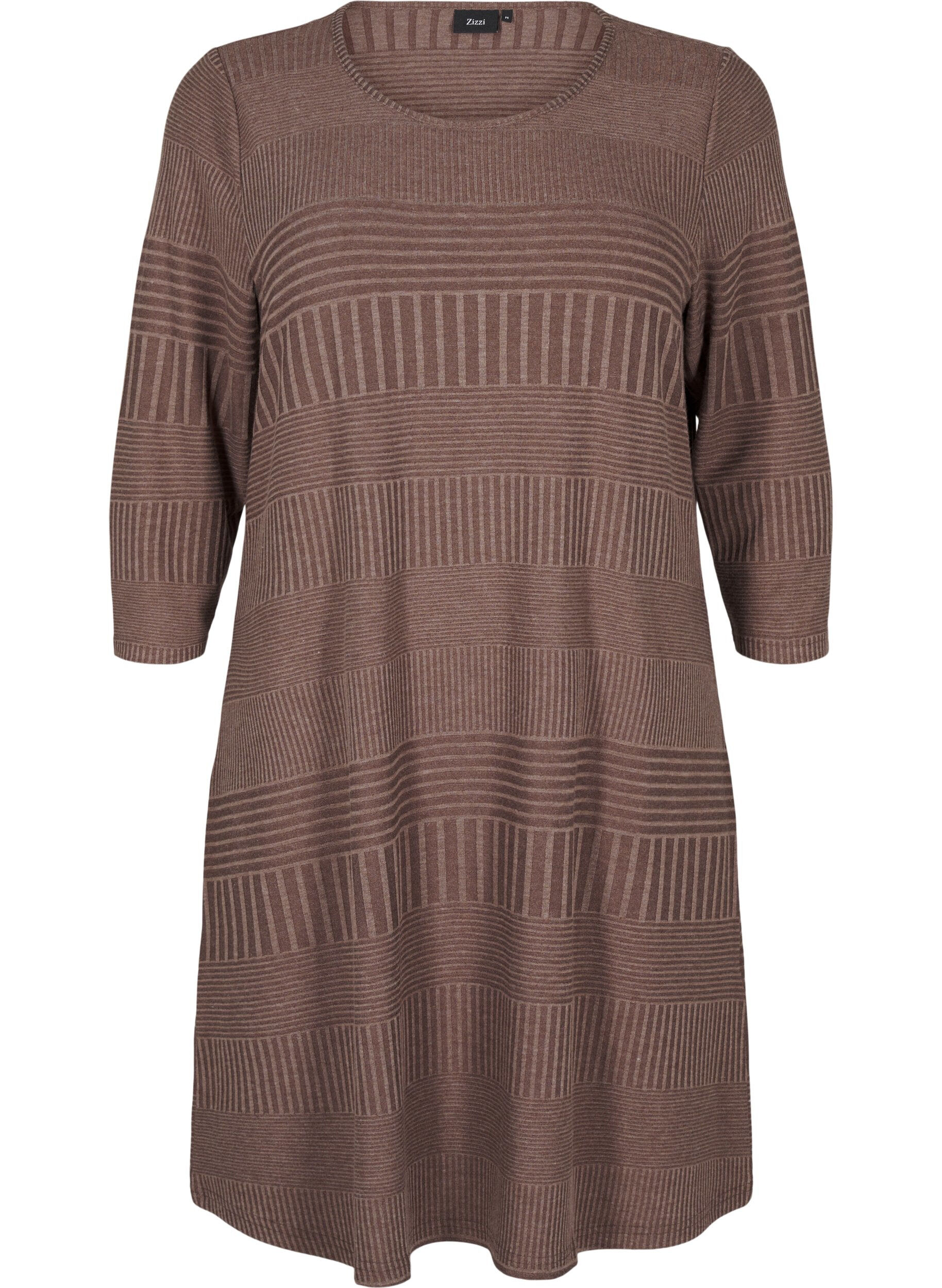 Zizzi Kleid mit 3/4-&Auml;rmeln und Streifenmuster, Ch. Martini Mel., Packshot image number 0