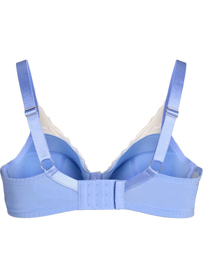 Soutien-gorge rembourr&eacute; avec dentelle et maille, Bleu, Packshot image number 1