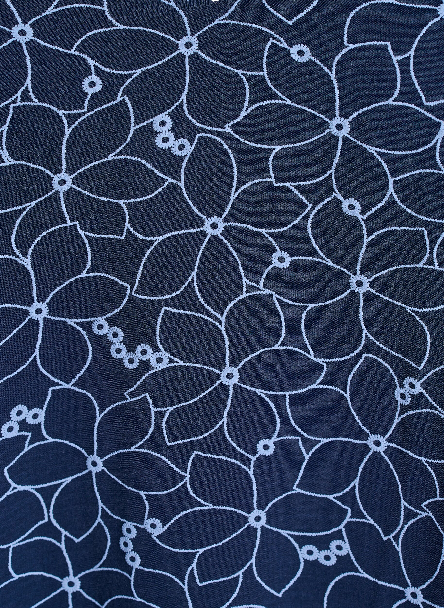 Zizzi Tunika mit besticktem Blumenmuster und 3/4-&Auml;rmeln, Blau, Packshot image number 2