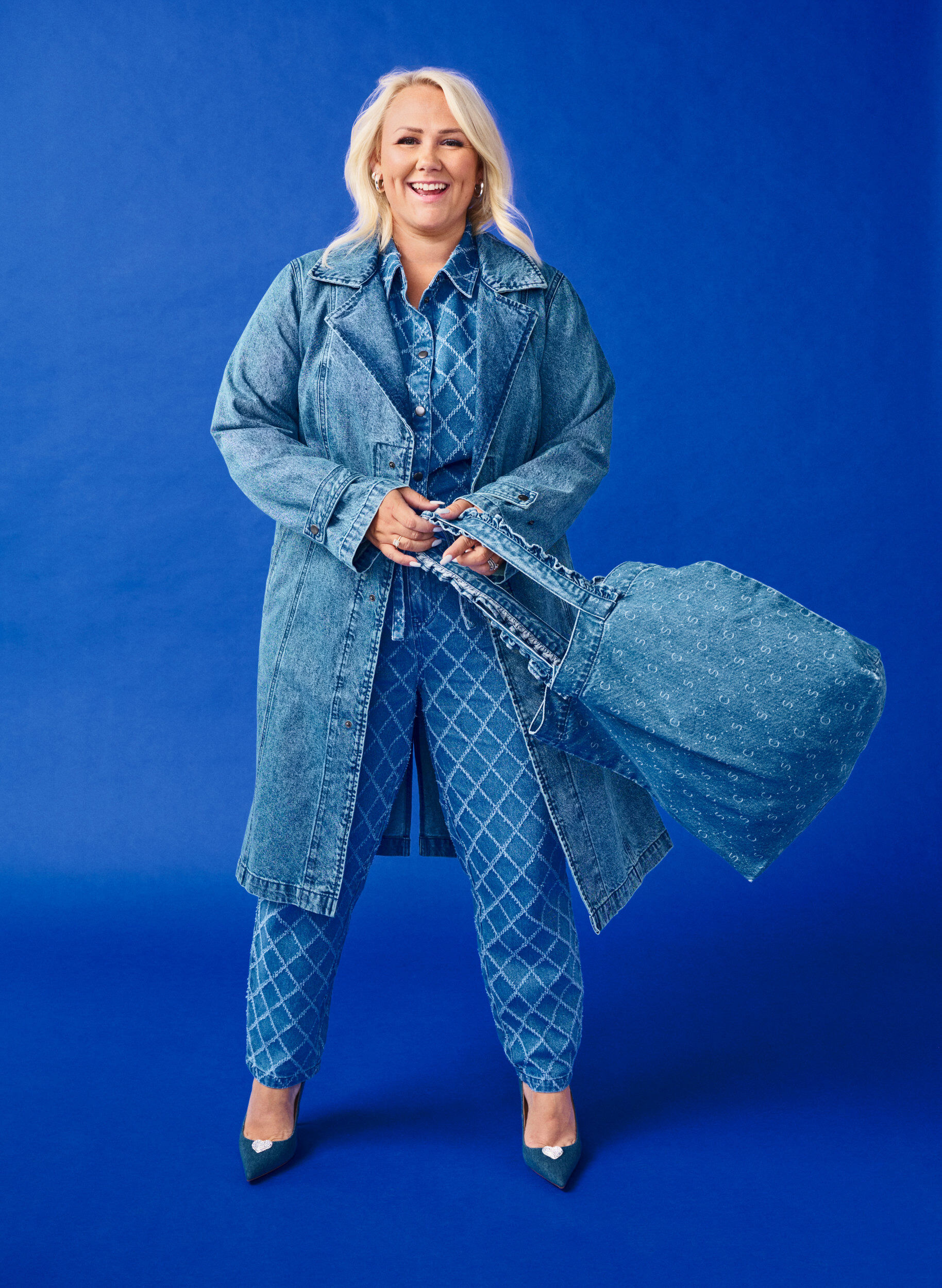 Zizzi Trench en jean avec ceinture, Blue Denim, Image image number 0