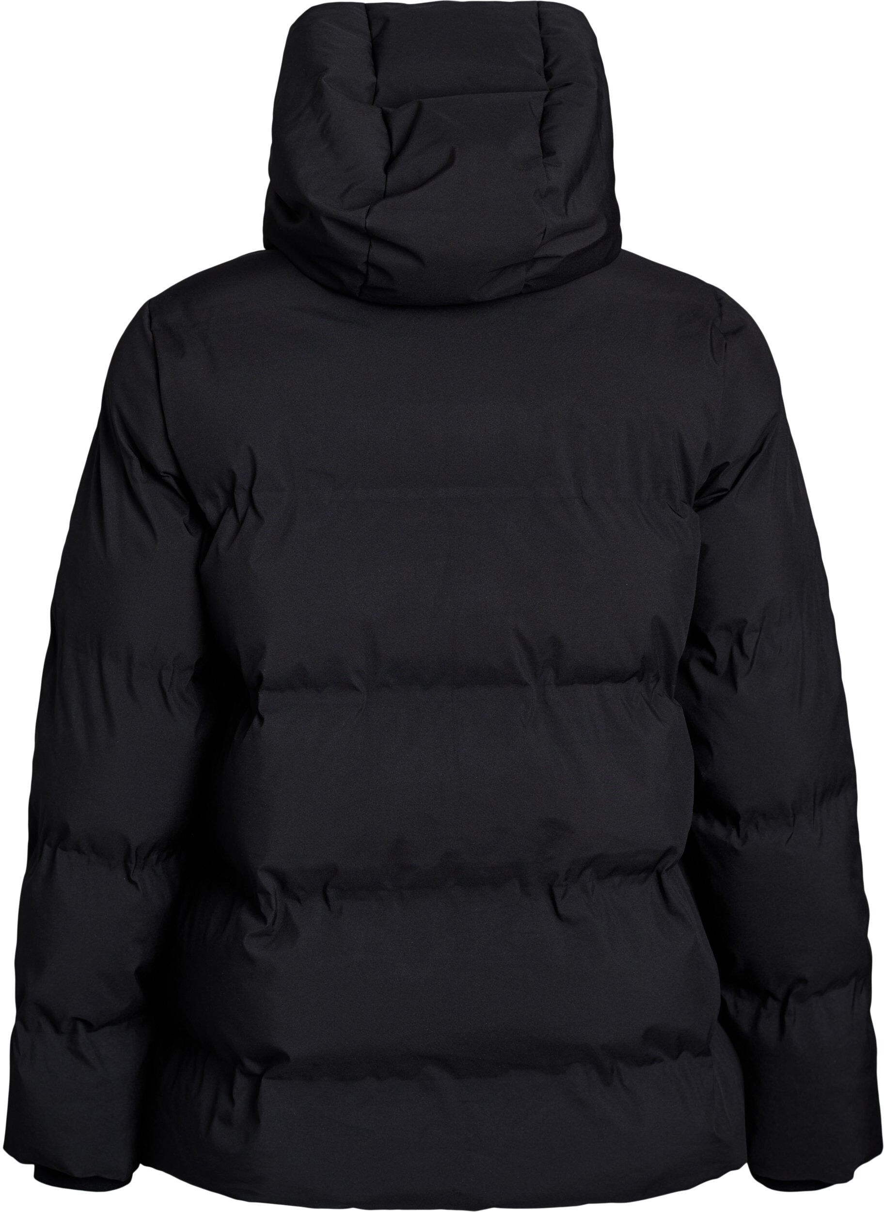 Zizzi Kurze Steppjacke mit abnehmbarer Kapuze, Schwarz, Packshot image number 1