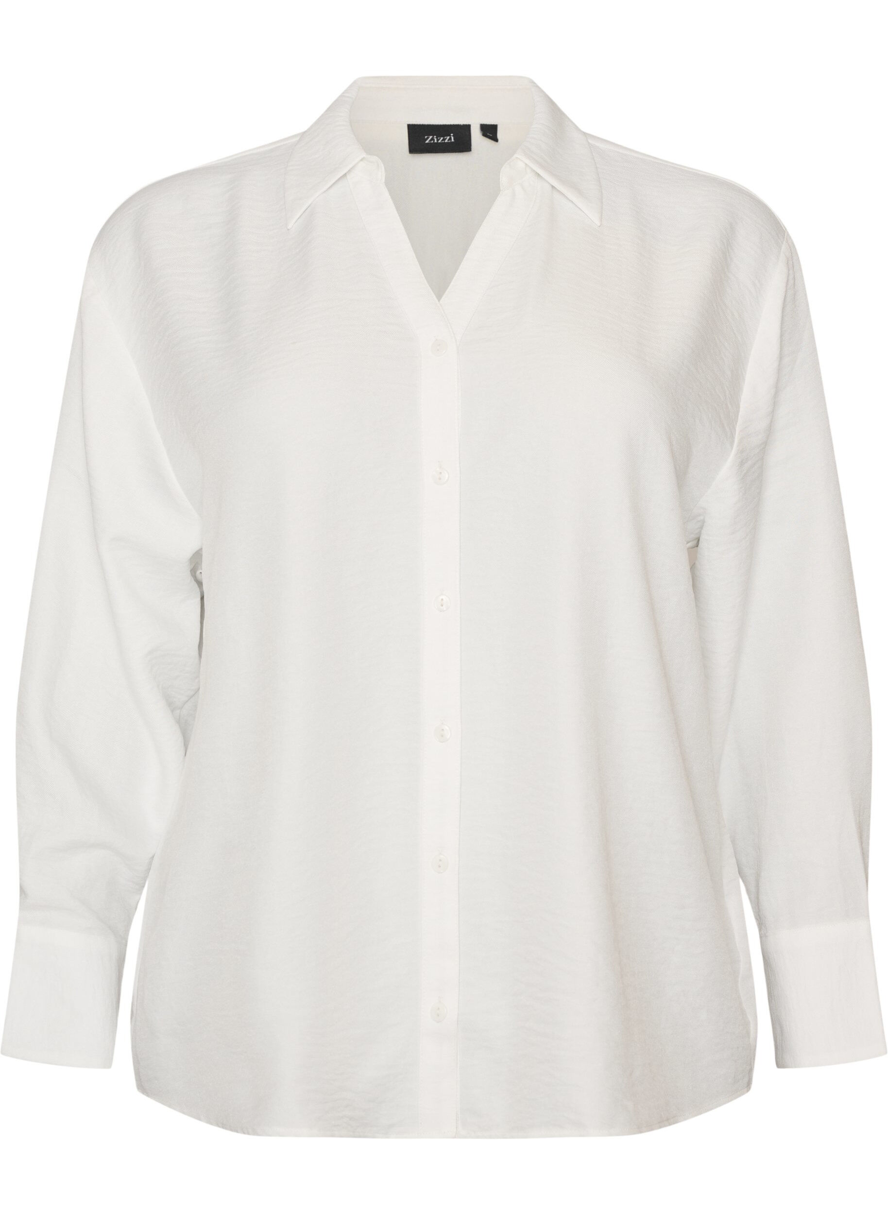 ZizziChemise ample avec col en V, Blanc, Packshot image number 0