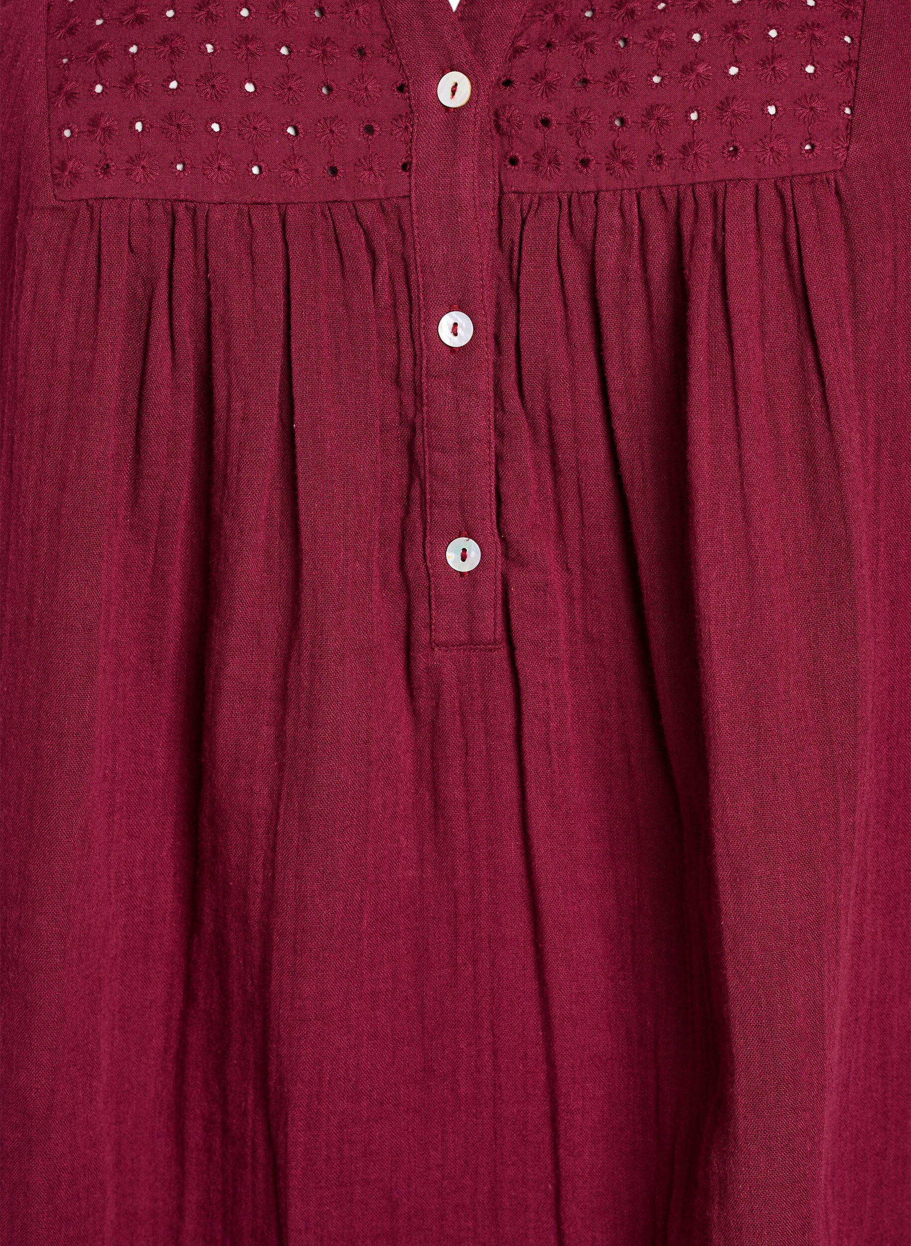 ZizziTunique en mousseline de coton avec broderie anglaise, Bordeaux fonc&eacute;, Packshot image number 2
