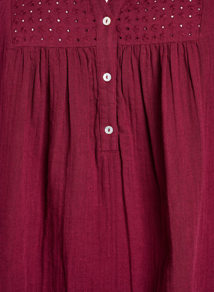 Tunique en mousseline de coton avec broderie anglaise, Bordeaux fonc&eacute;, Packshot image number 2