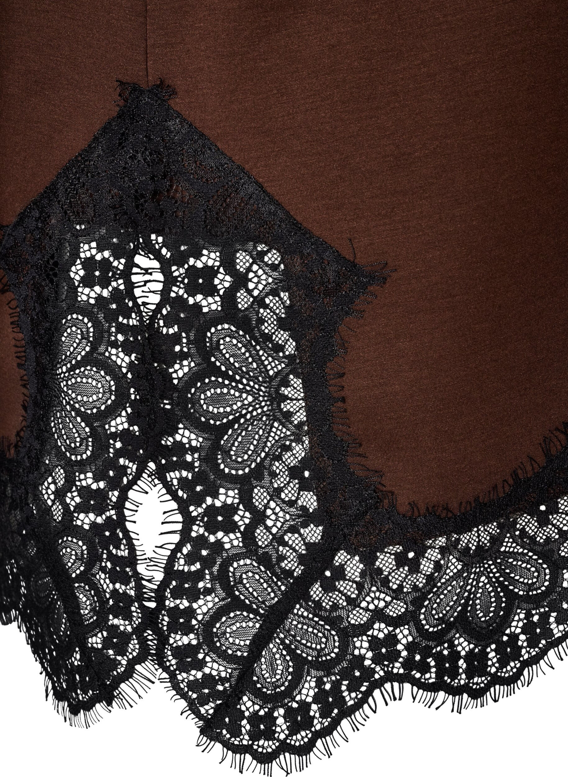 ZizziBluse aus Jersey mit Spitzen, Braun, Packshot image number 3