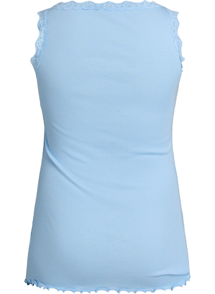 Top mit Spitzensaum, Blau, Packshot image number 1