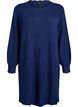 Gestricktes Minikleid mit gewelltem Saum und Schlitzen, Blau, Packshot image number 0