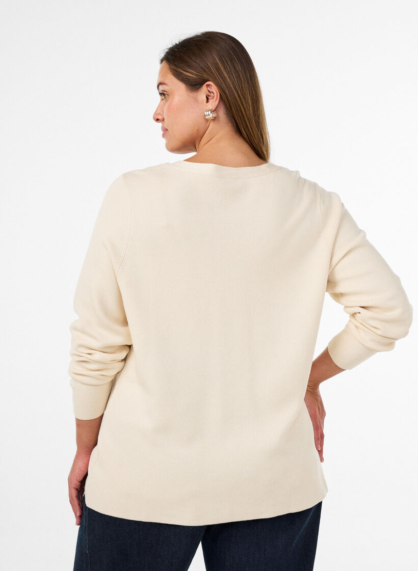 Cardigan aus Feinstrick mit dekorativen Kn&ouml;pfen, Vanille, Model image number 2