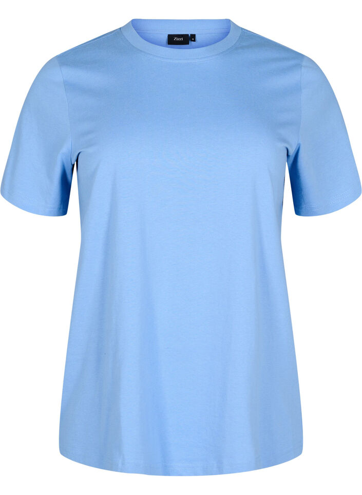 Basic T-Shirt aus Baumwolle mit Rundhalsausschnitt, Blau, Packshot image number 0