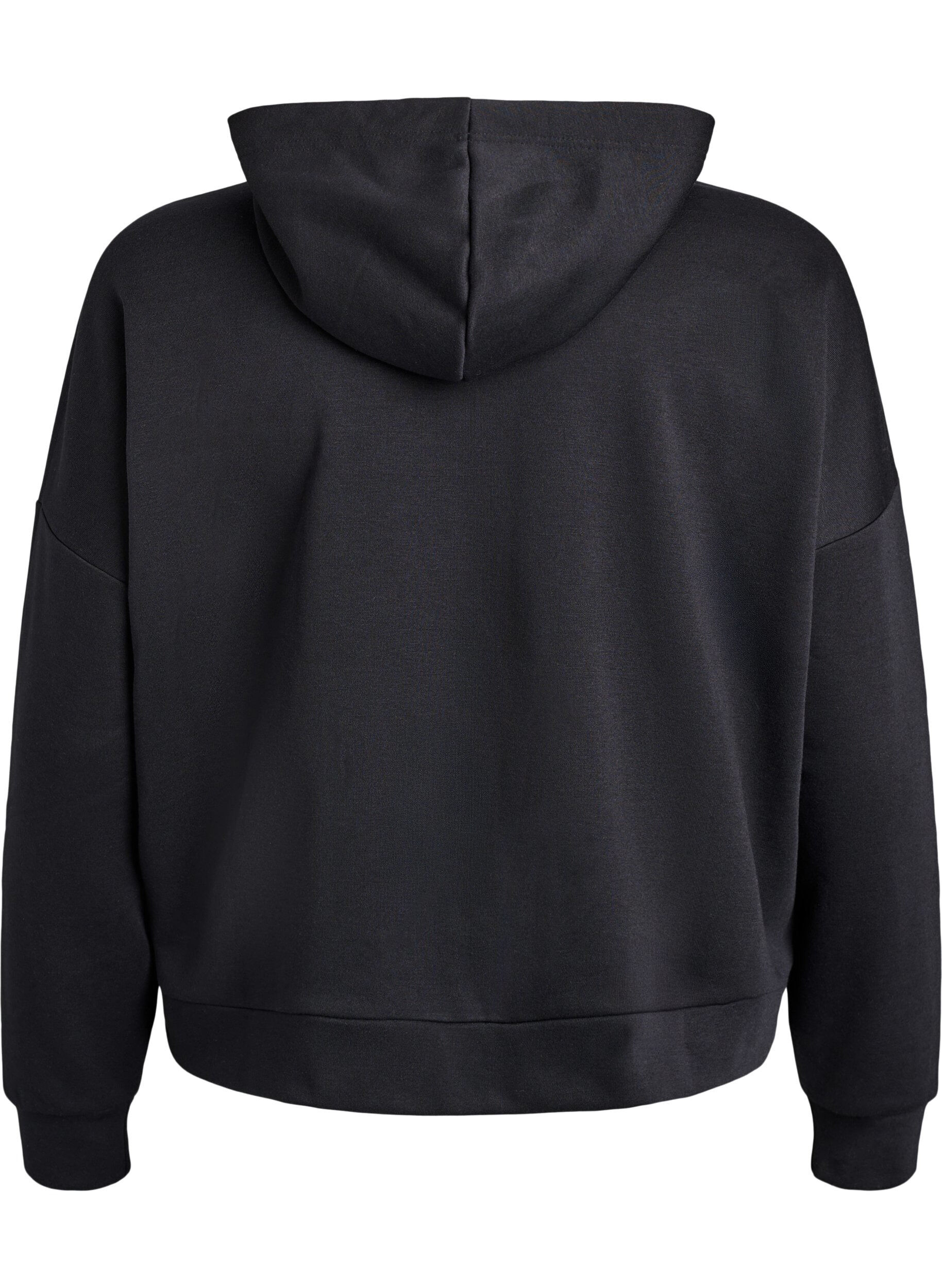 ZizziHoodie mit Rei&szlig;verschluss und Brustprint, Schwarz, Packshot image number 1