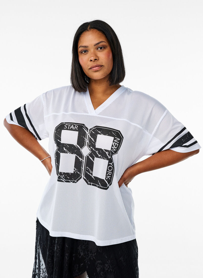 T-shirt sport avec imprimé devant, White, Model image number 0