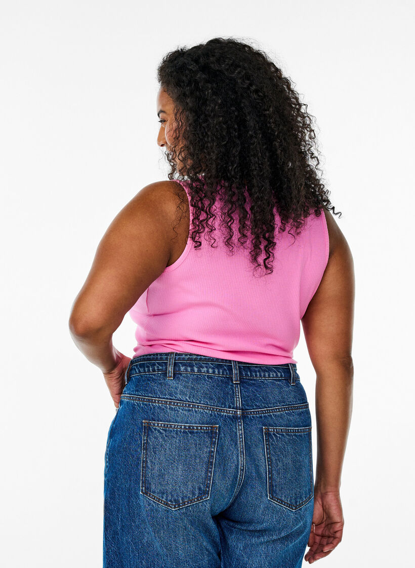 Débardeur cintré avec strass, Rose, Model image number 2