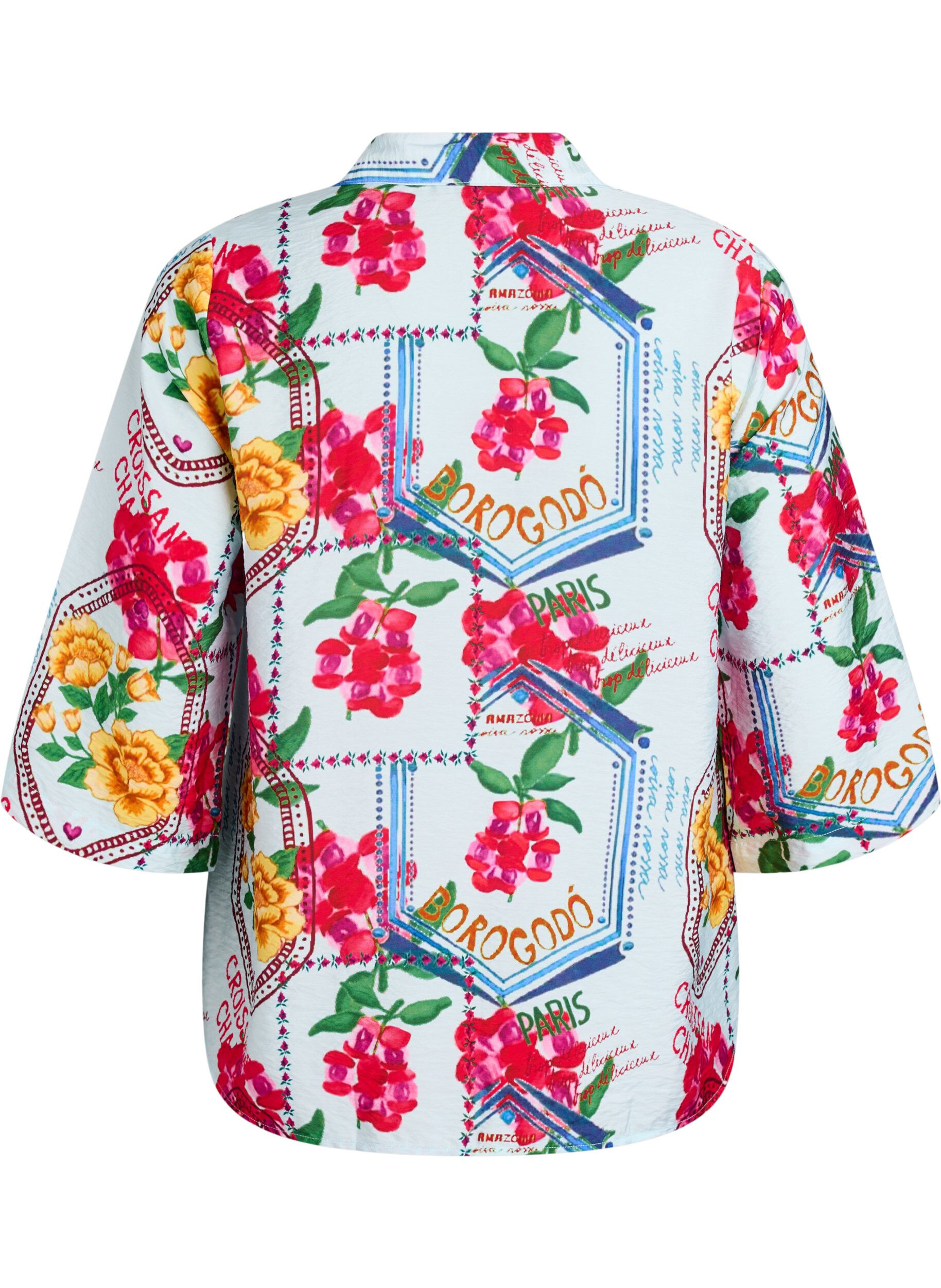 ZizziHemdbluse mit 1/2 &Auml;rmeln und farbenfrohem Print, Blau, Packshot image number 1