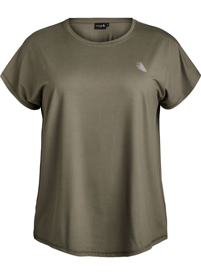 T-shirt de sport couleur unie, Vert, Packshot image number 0