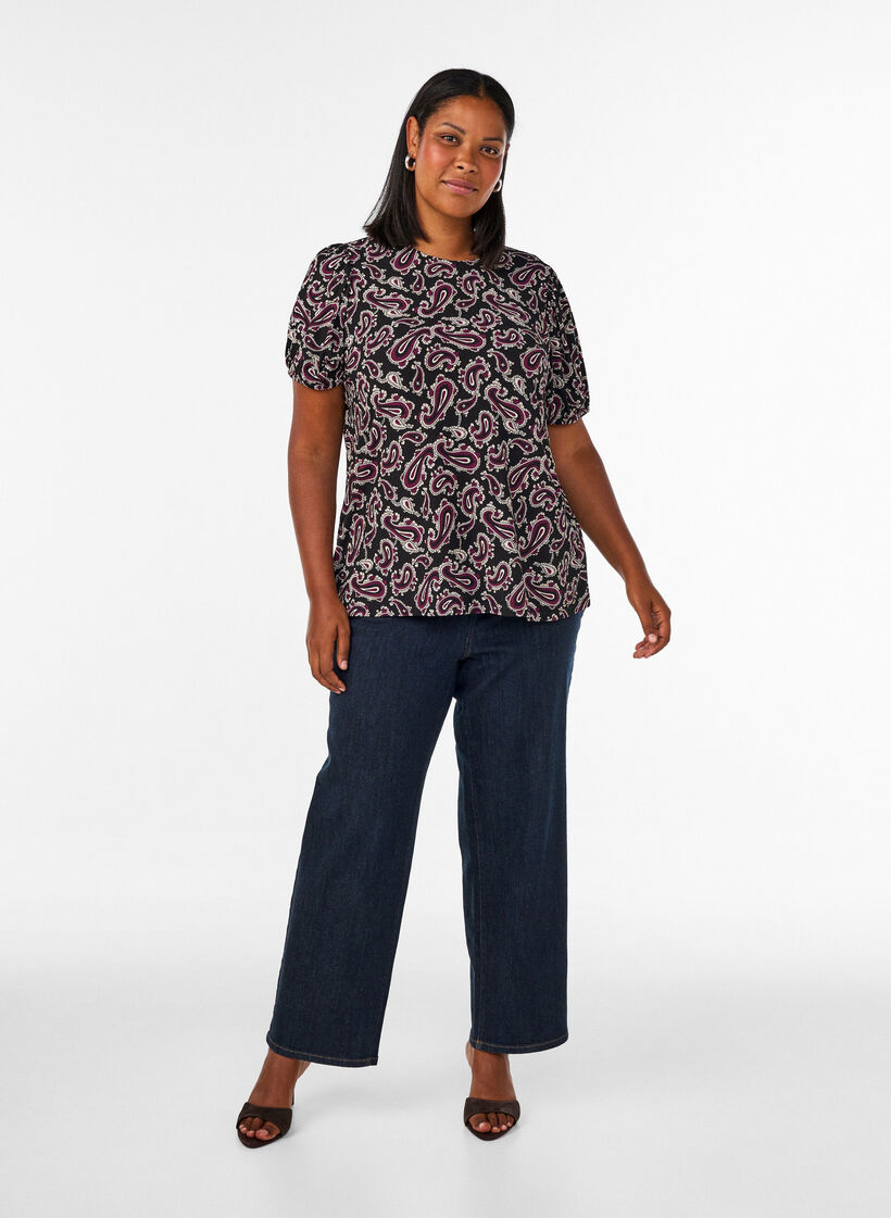 Bluse mit langen &Auml;rmeln und Paisleymuster, Dunkles Bordeaux, Model image number 1