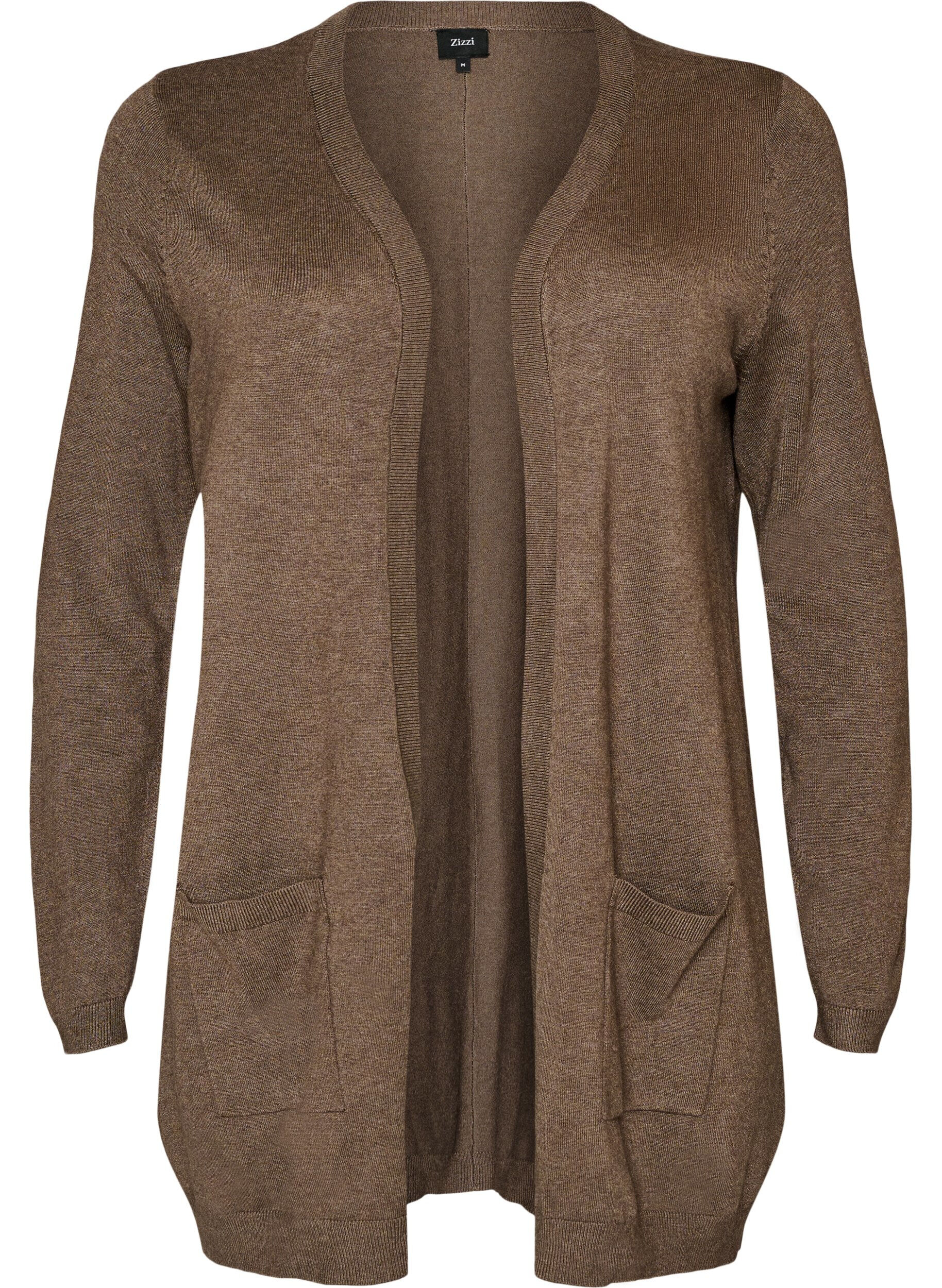 ZizziLange Strickjacke aus einer Viskosemischung, Braun, Packshot image number 0