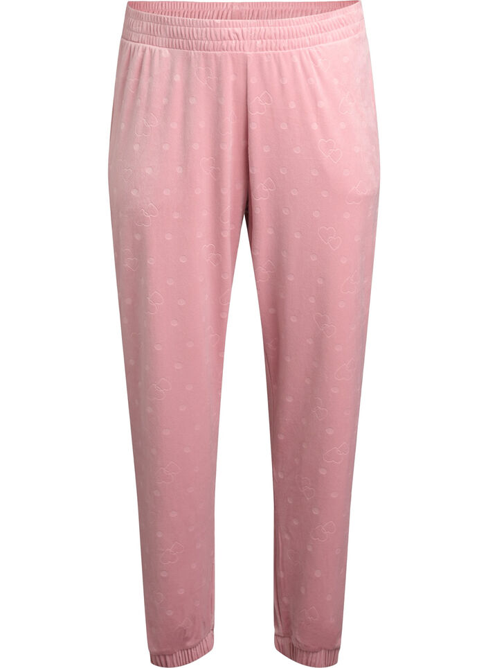 Pantalon en velours à pois et cœurs, Rose, Packshot image number 0