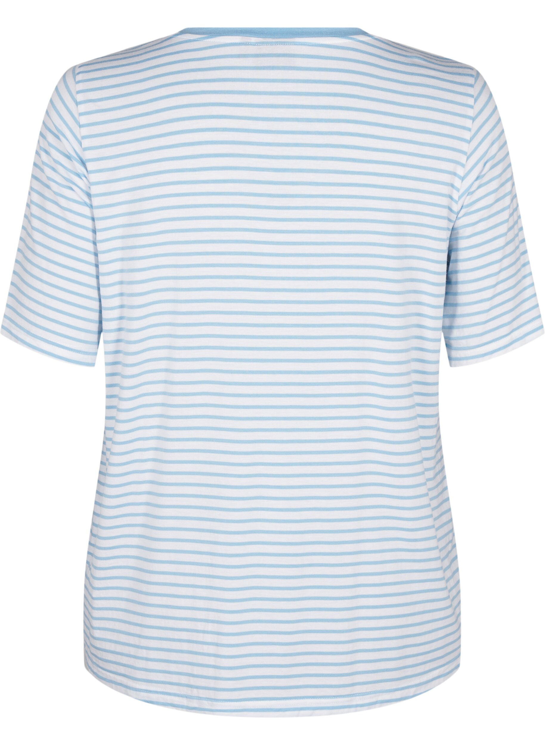 Zizzi Gestreiftes T-Shirt aus Lyocell mit Rundhalsausschnitt, Blau, Packshot image number 1