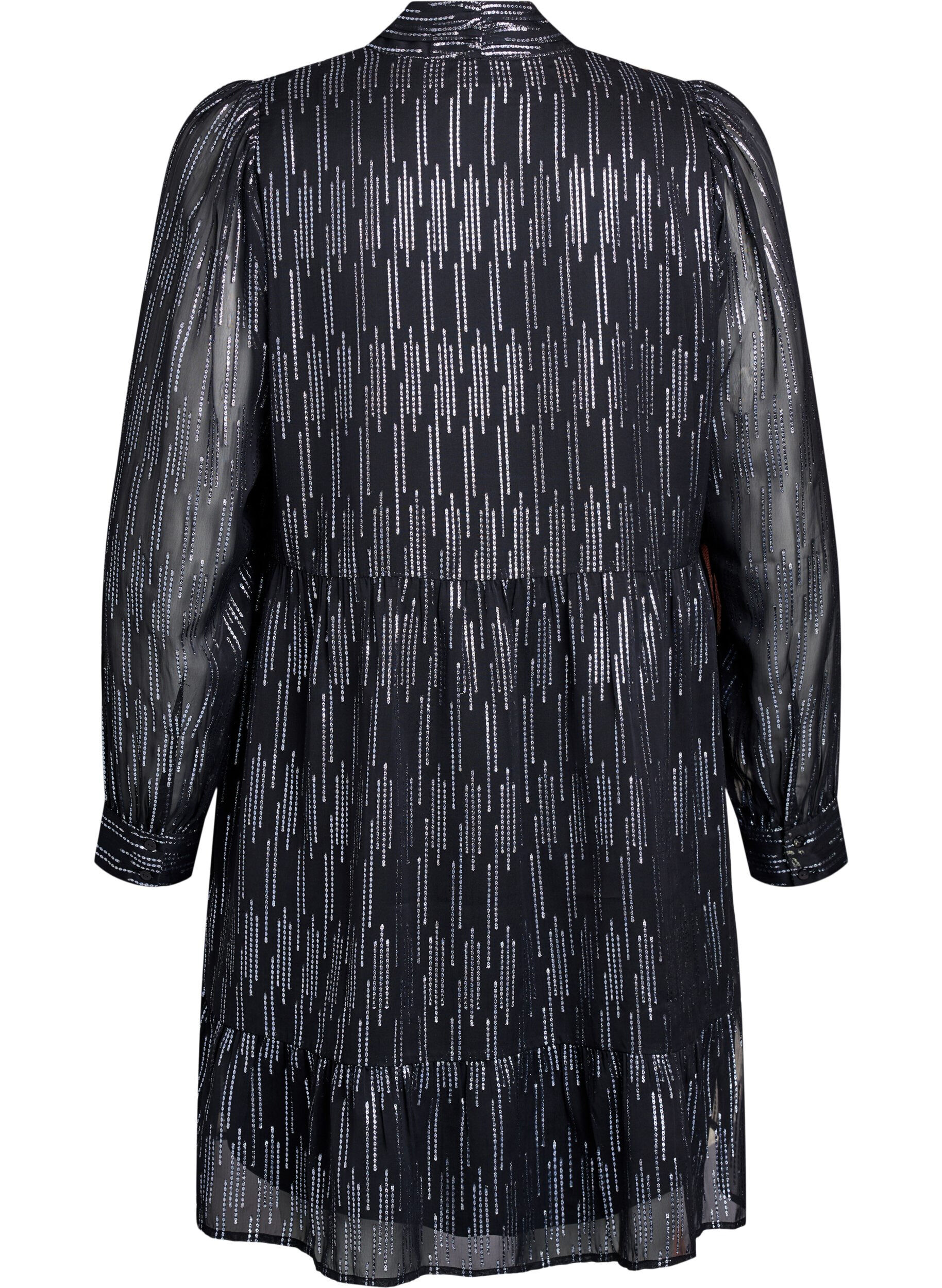 Zizzi Kurzes Partykleid mit Glitzermuster, Schwarz, Packshot image number 1