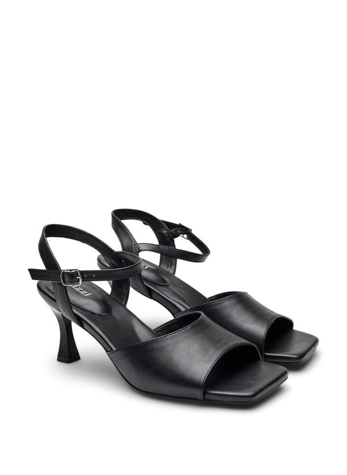 Pumps mit offener Spitze und eckiger Zehenform, Schwarz, Packshot image number 1