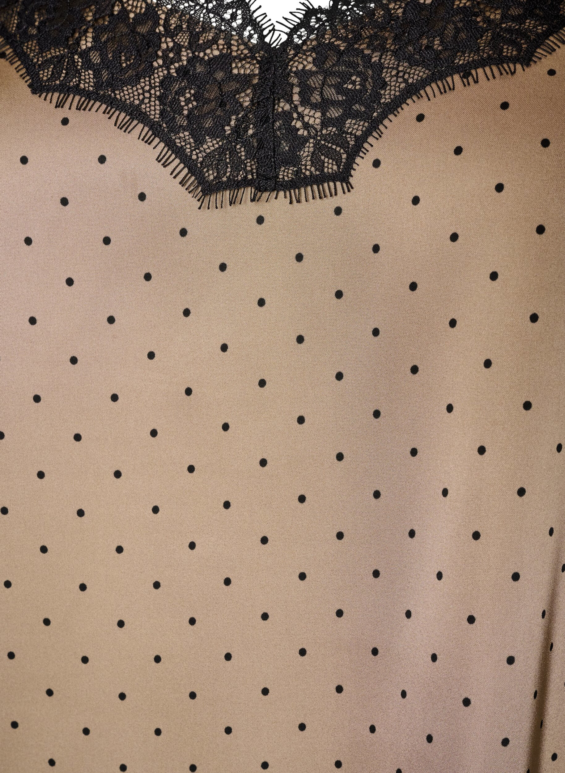 ZizziTop &agrave; fines bretelles avec dentelle et ourlet asym&eacute;trique, Beige, Packshot image number 2