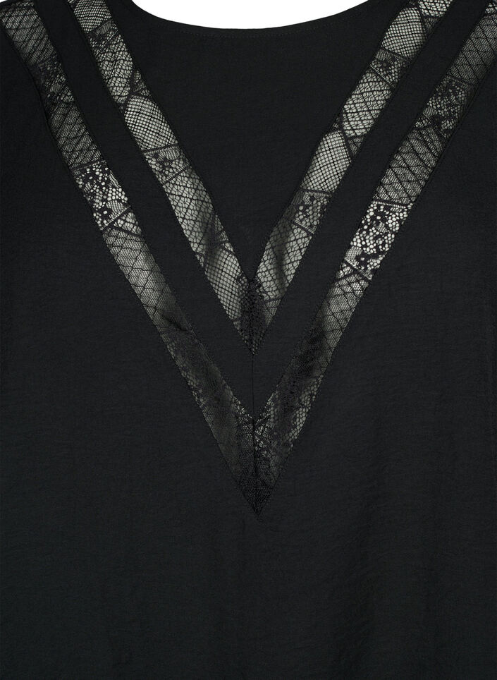 Blouse à manches longues avec de la dentelle, Black, Packshot image number 2