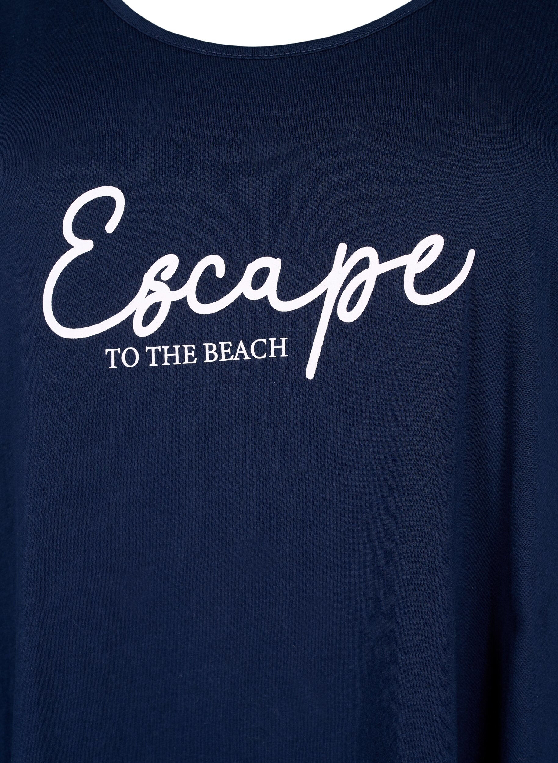 Zizzi Robe sans manches en coton avec forme en A, Navy B. W. Escape, Packshot image number 2