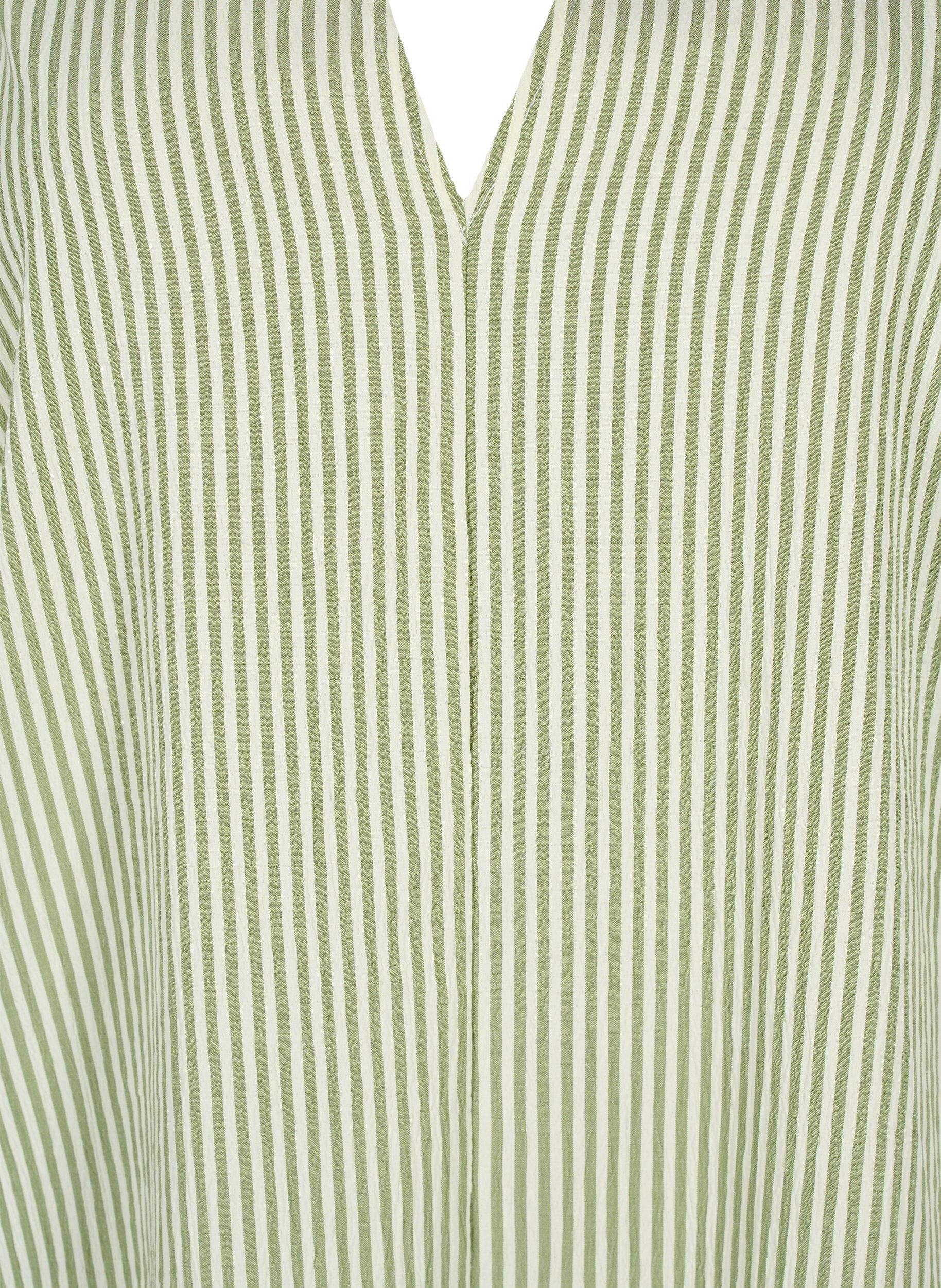 Zizzi Gestreiftes Kleid mit 3/4-&Auml;rmeln, Green Stripe, Packshot image number 2