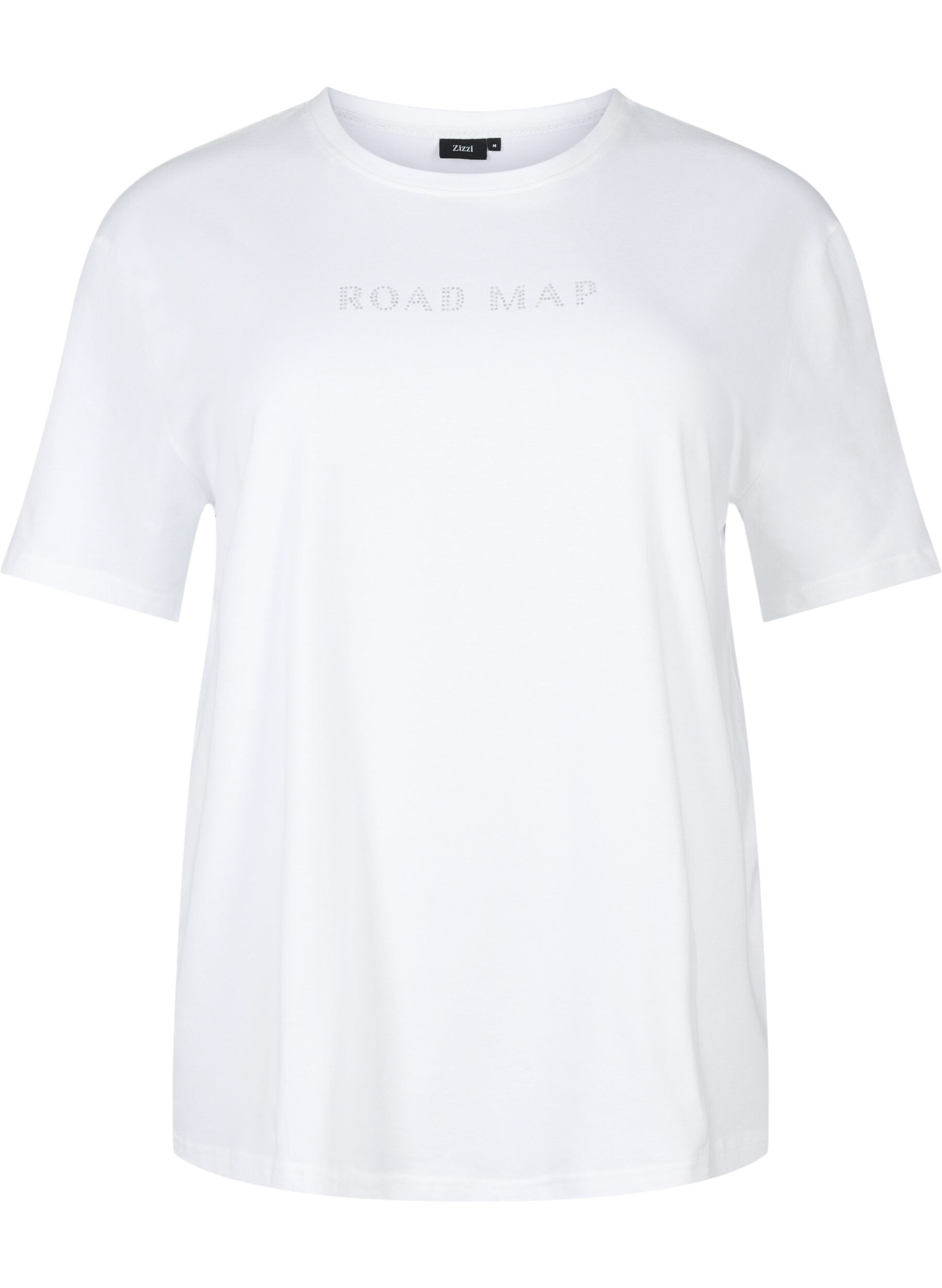 Zizzi T-Shirt aus Bio-Baumwolle mit Schmucksteinen, White, Packshot image number 0