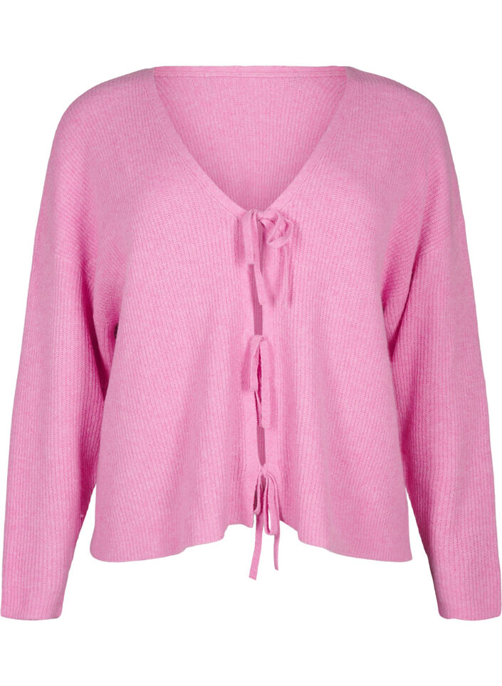Cardigan en maille avec ceinture à nouer, Begonia Pink Mel., Packshot image number 0