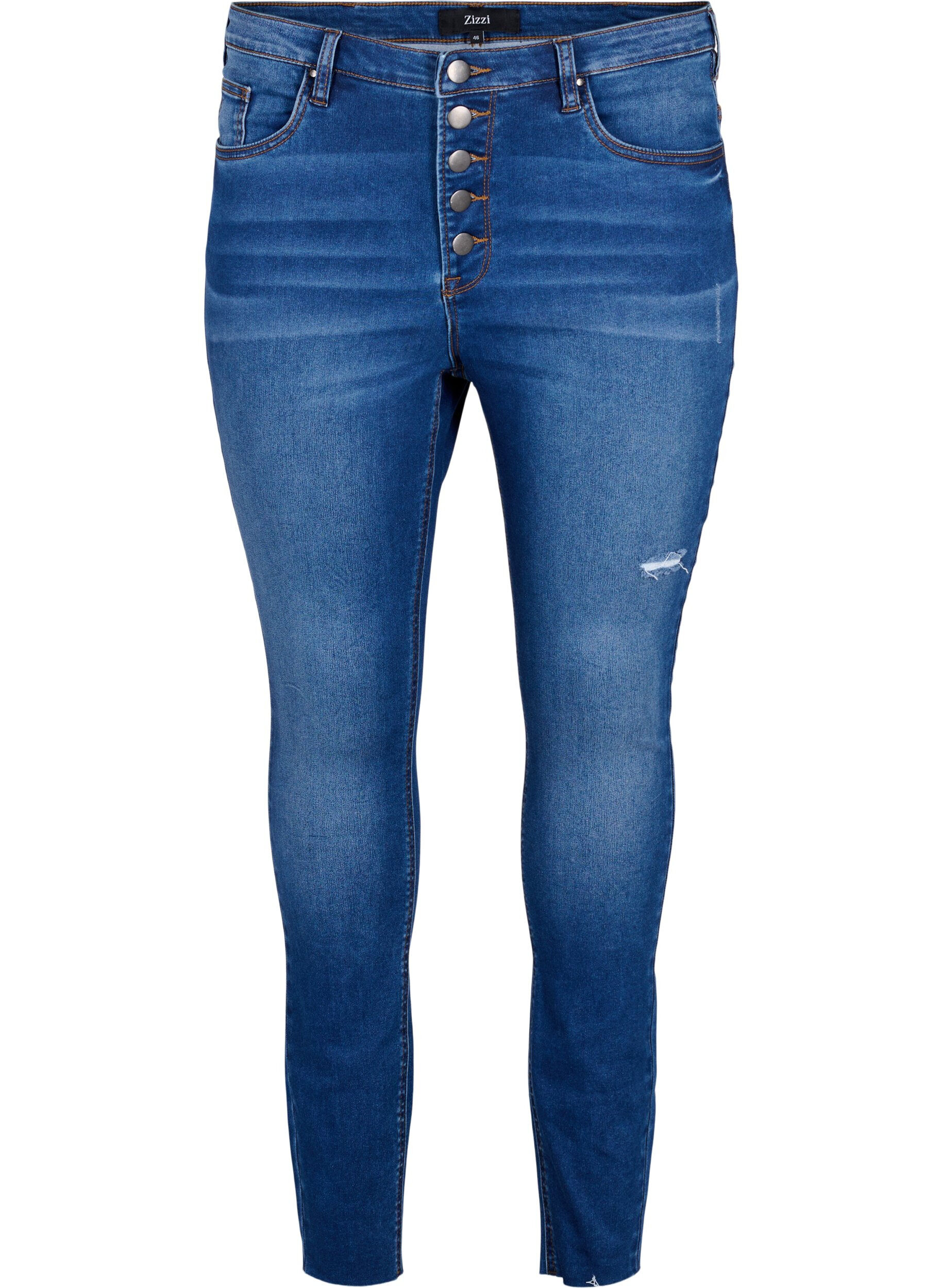 Zizzi Jeans Amy taille haute avec boutons, Blue denim, Packshot image number 0