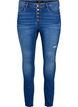 Jeans Amy taille haute avec boutons, Blue denim, Packshot image number 0