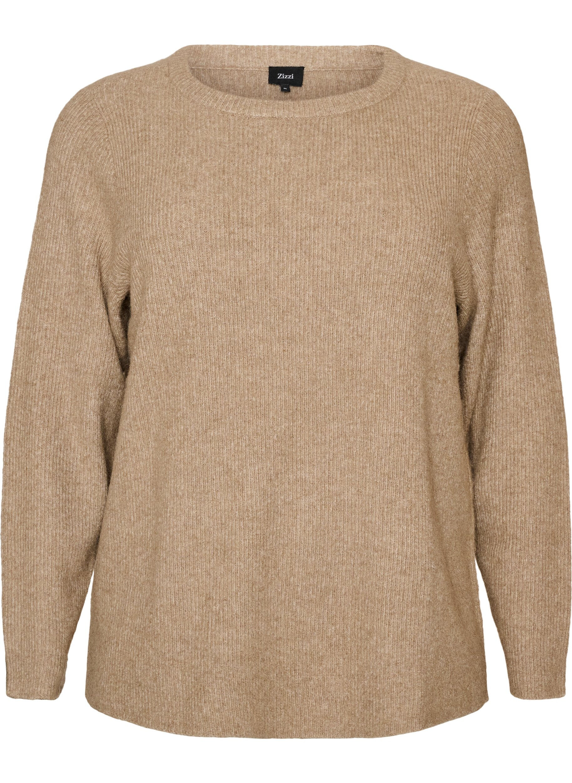ZizziBlouse en maille chin&eacute;e avec col rond, Beige, Packshot image number 0
