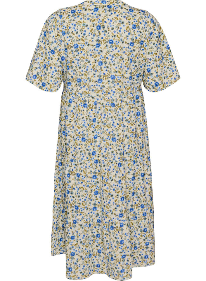 Baumwoll-Midikleid mit Blumenprint, Blau, Packshot image number 1