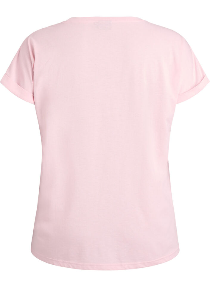 Kurz&auml;rmeliges T-Shirt aus Baumwollmischgewebe, Pink, Packshot image number 1