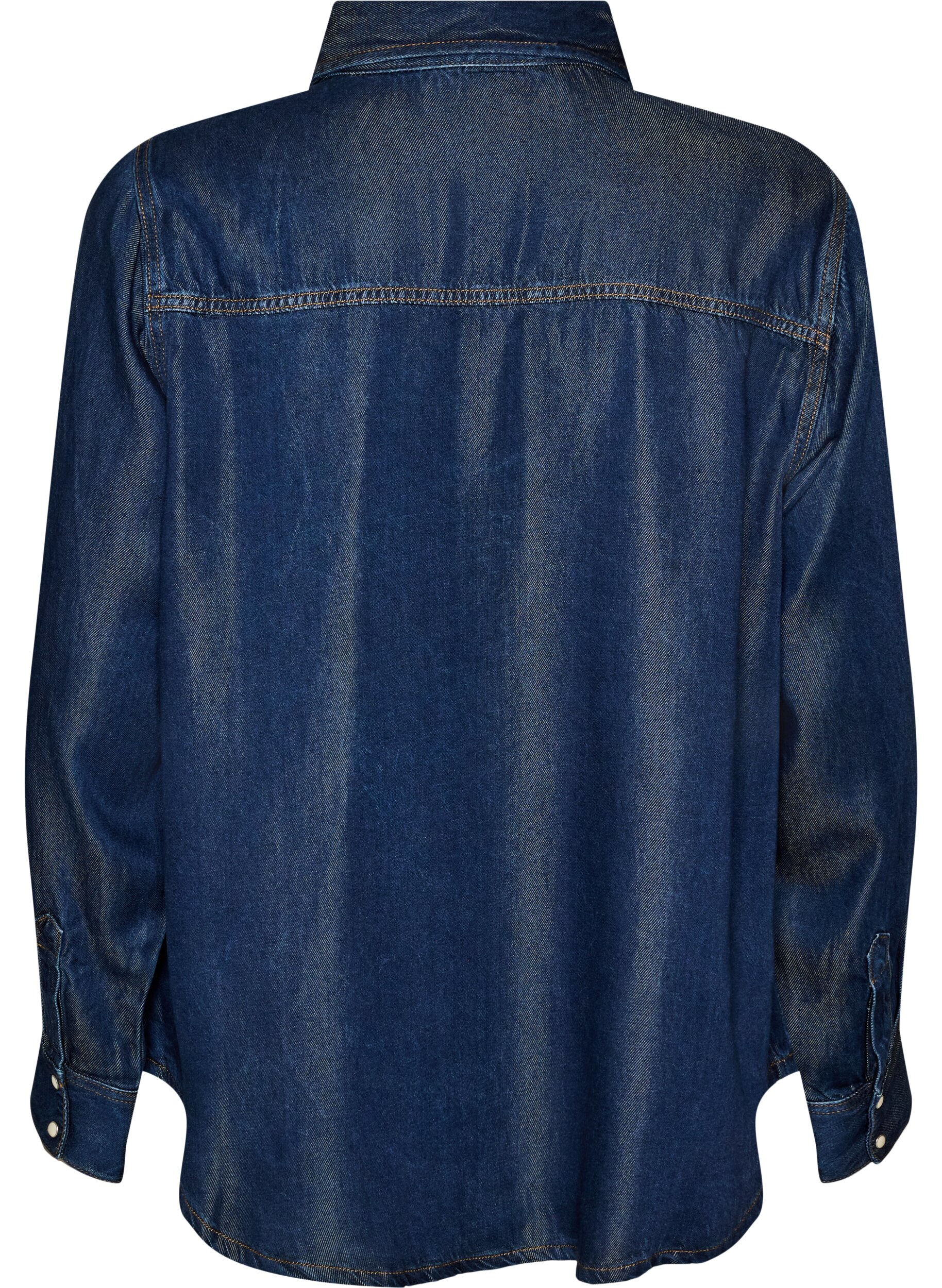 ZizziJeanshemd aus Lyocell mit Druckkn&ouml;pfen, Blau, Packshot image number 1
