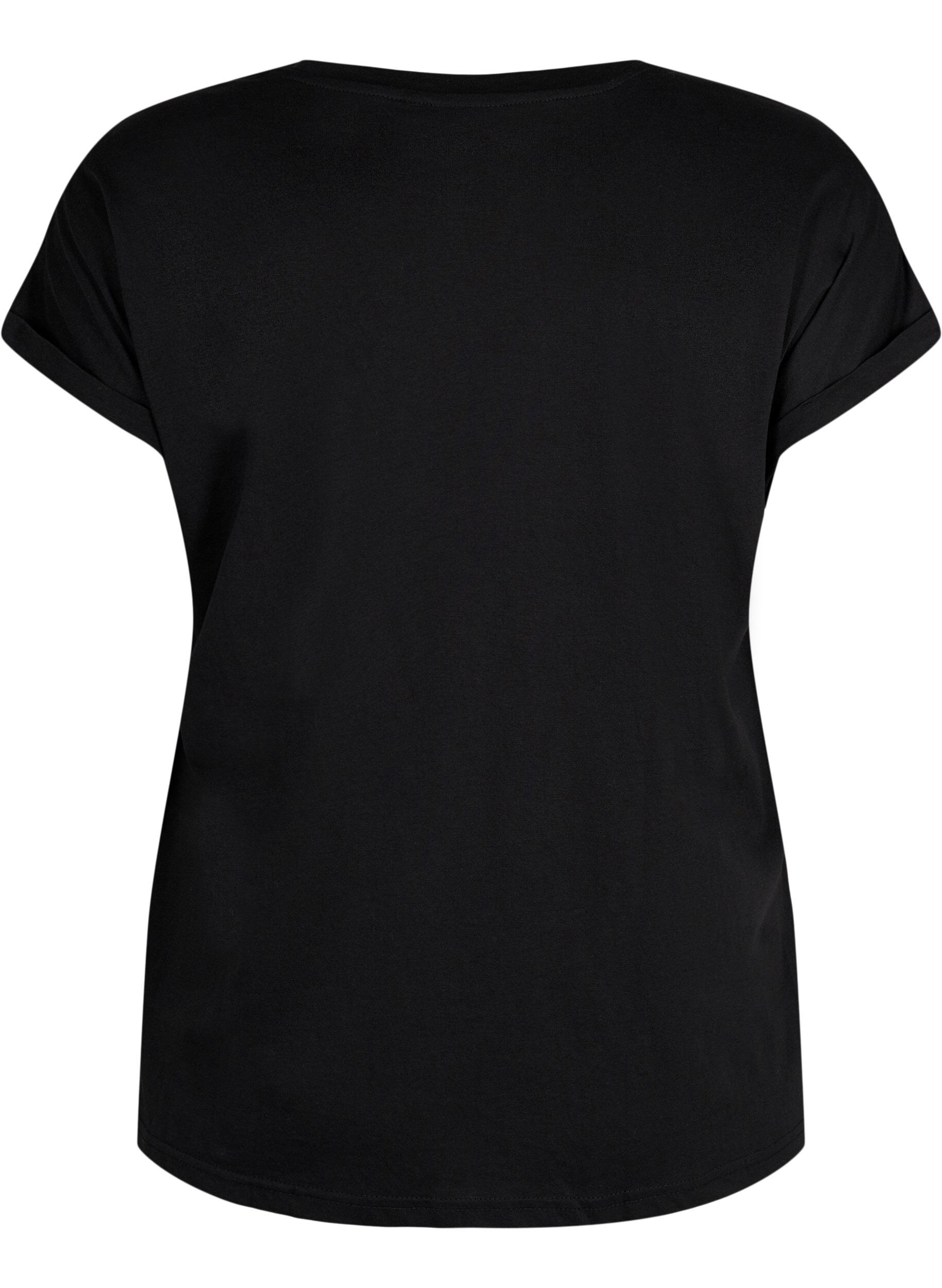 ZizziKurz&auml;rmeliges T-Shirt aus einer Baumwollmischung, Schwarz, Packshot image number 1