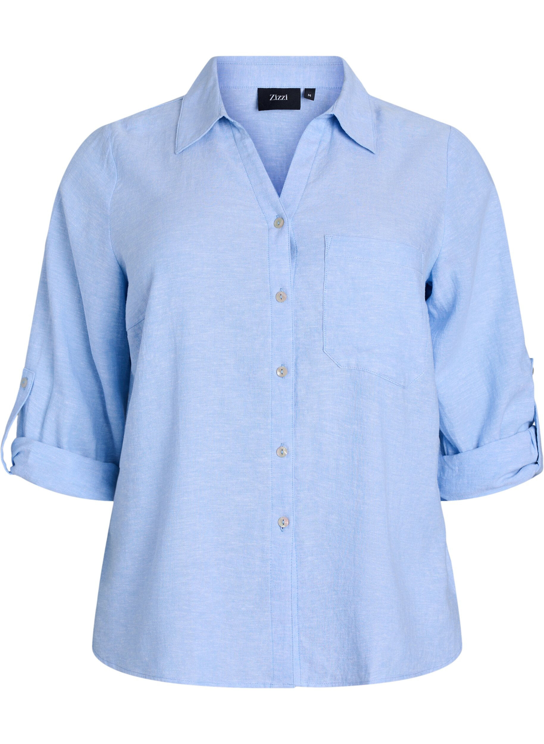 Chemise en lin et viscose avec manches 3/4