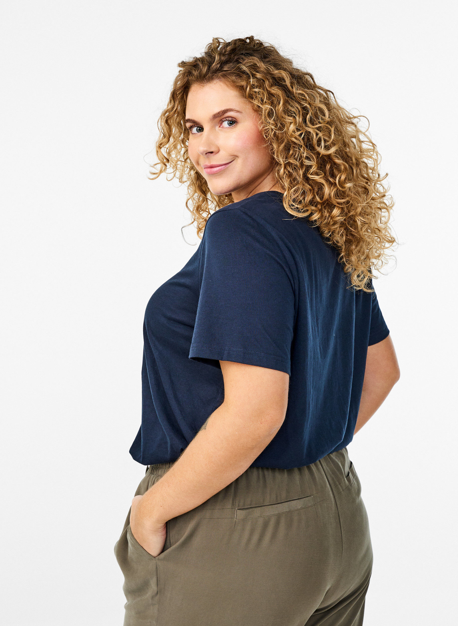 Zizzi FLASH - T-Shirt mit Print, Blau, Model image number 2