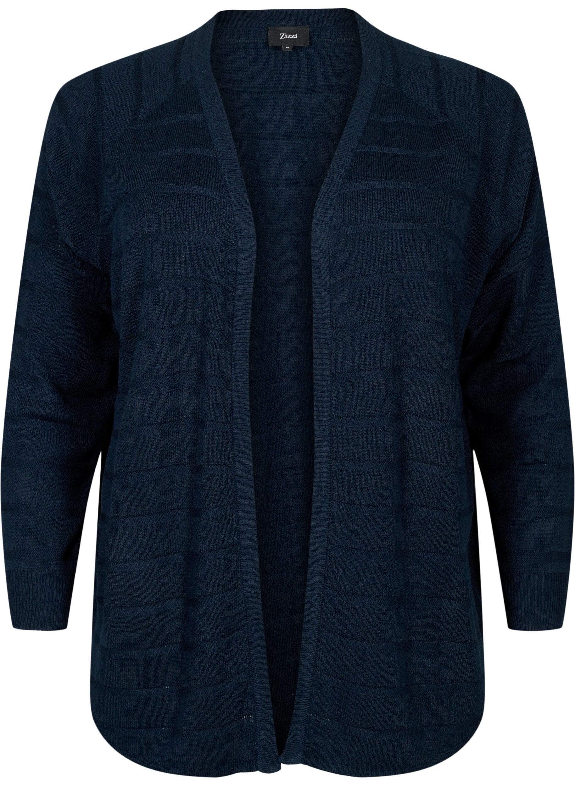 Zizzi Cardigan ray&eacute; ton sur ton, Navy Blazer, Packshot image number 0