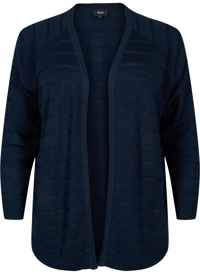 Cardigan rayé ton sur ton, Navy Blazer, Packshot image number 0