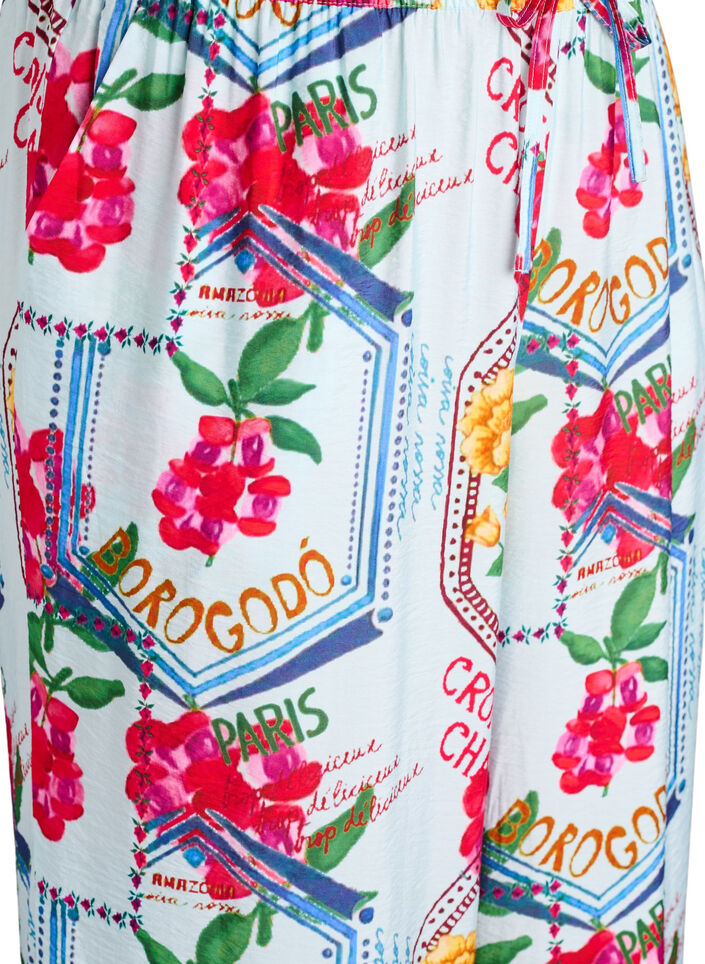 Hose mit geradem Bein in farbenfrohem Print, Blau, Packshot