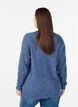 Blouse en maille chin&eacute;e &agrave; col rond, Bleu, Model image number 2