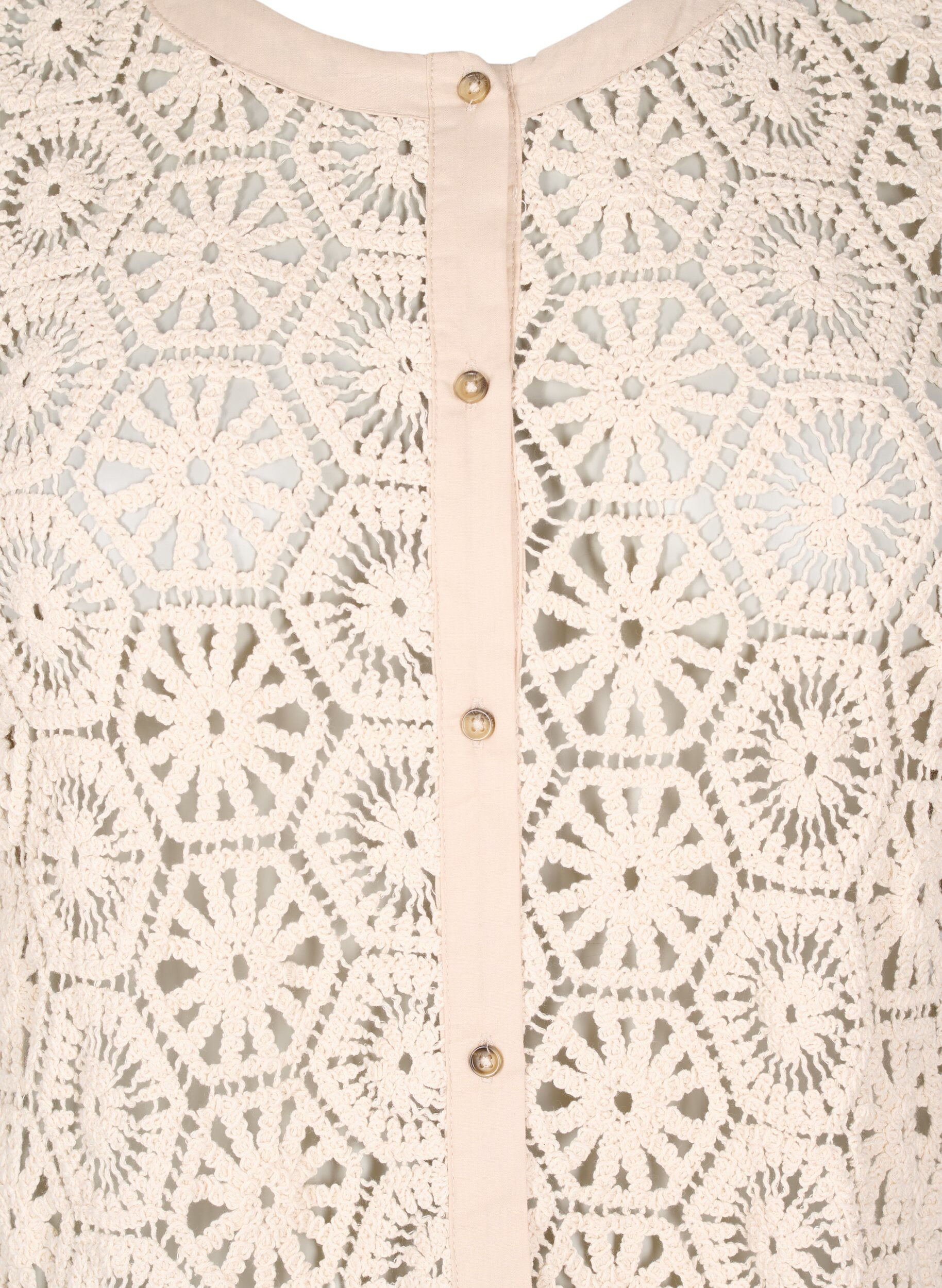 Zizzi H&auml;kel Cardigan mit kurzen &Auml;rmeln, Beige, Packshot image number 2