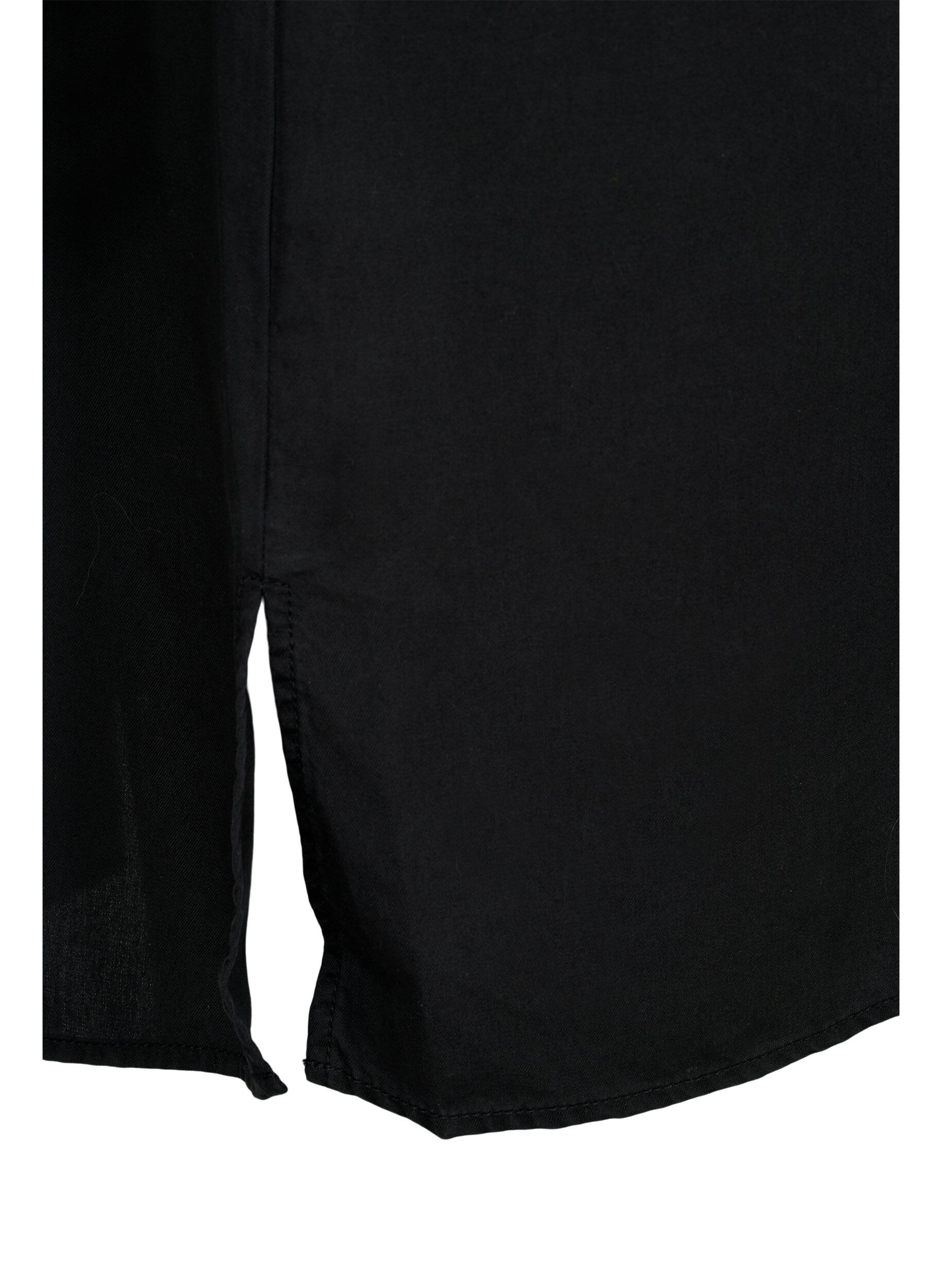 Zizzi Chemise longue &agrave; manches 3/4 en lyocell (TENCEL&trade;), Black, Packshot image number 3