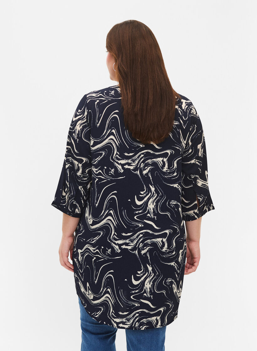 Tunika mit 3/4-Ärmeln und Aufdruck, N. Blazer Swirl AOP, Model image number 1